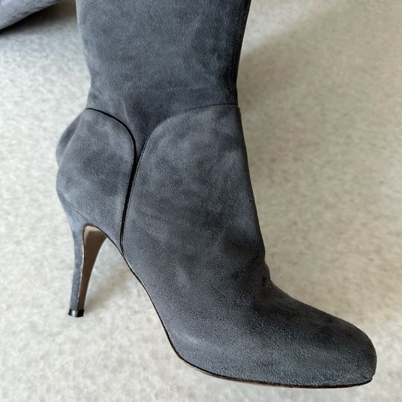SERGIO ROSSI BOTFORT WOMEN TALL 👢 BOOTS SUEDE LEATHER GREY SIZE38 - Picture 3 of 13